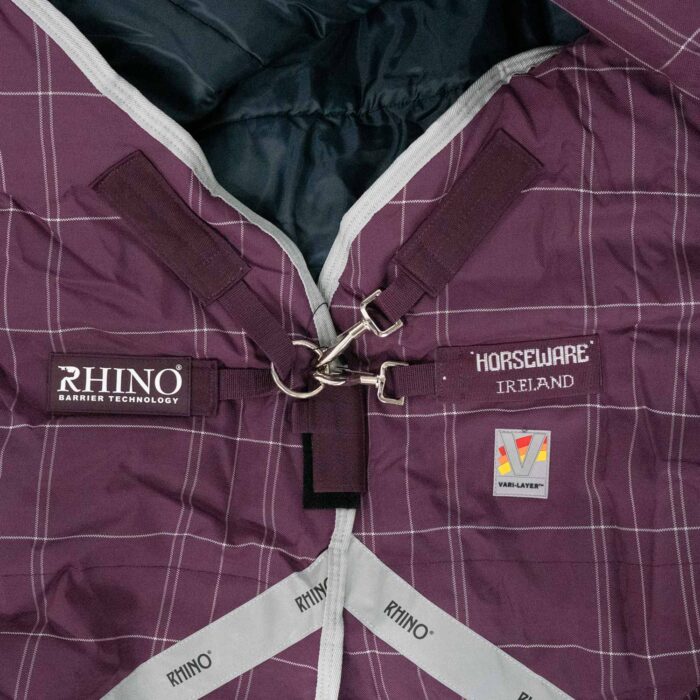 Horseware - Couvertures d’extérieur Rhino Vari-Layer 450g Plus Bordeaux à carreaux – Image 3