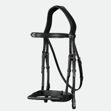 Dy'On - Bridon Muserolle Corde recouvert de cuir New English Collection Noir