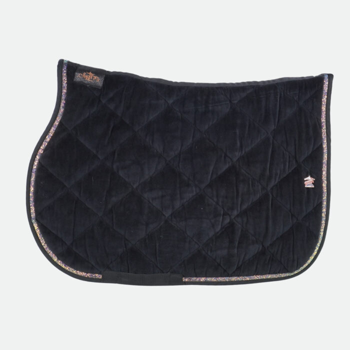 Ju&Pa - Tapis De Cso Velours Galon Disco Bleu Bord Noir Noir – Image 1
