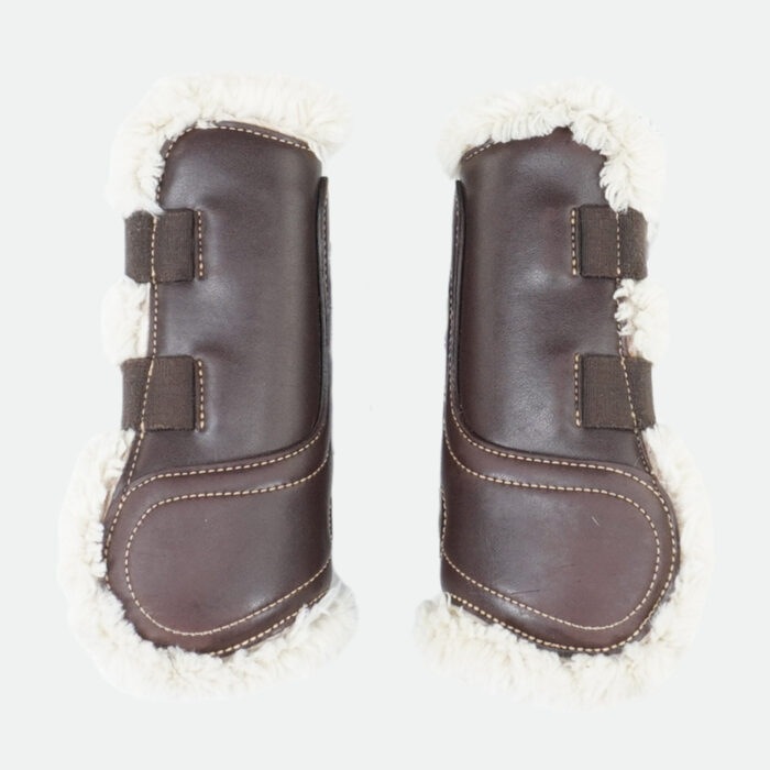 Kentucky Horsewear - Guêtres Ouvertes Cuir Sheepskin Élastique Marron – Image 3