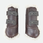 Kentucky Horsewear - Guêtres Ouvertes Cuir Sheepskin Élastique Marron
