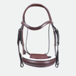 Dy'On - Bride Muserolle Large Mat Doublure Blanche Dressage Cuir Plat Marron – Image 3