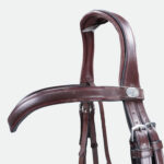 Dy'On - Bride Muserolle Large Mat Doublure Blanche Dressage Cuir Plat Marron – Image 2
