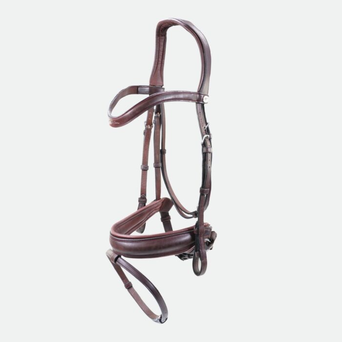 Dy'On - Bridon Muserolle Combinée Large Dressage Cuir Plat Collection Marron – Image 1