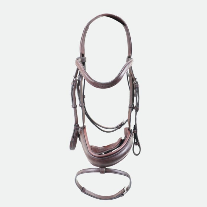 Dy'On - Bridon Muserolle Combinée Large Dressage Cuir Plat Collection Marron – Image 2