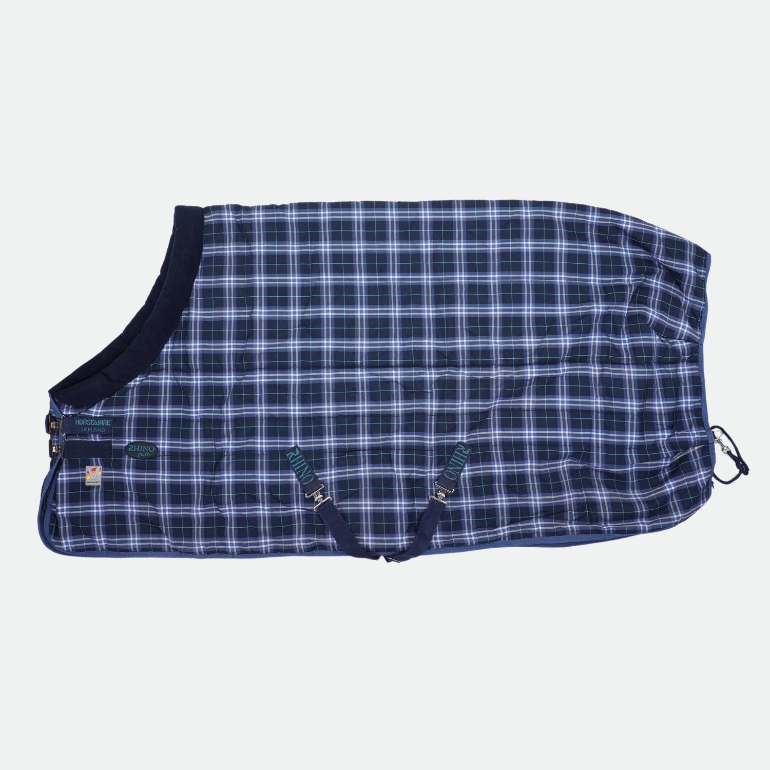 Horseware-Couverture-De-Box-Rhino-Original-Vari-Layer-250G-Marine-A-Carreaux-cheval-occasion-1-ART0081870 Horseware - Couverture De Box Rhino Original Vari-Layer 250G Marine À Carreaux, – Image 1
