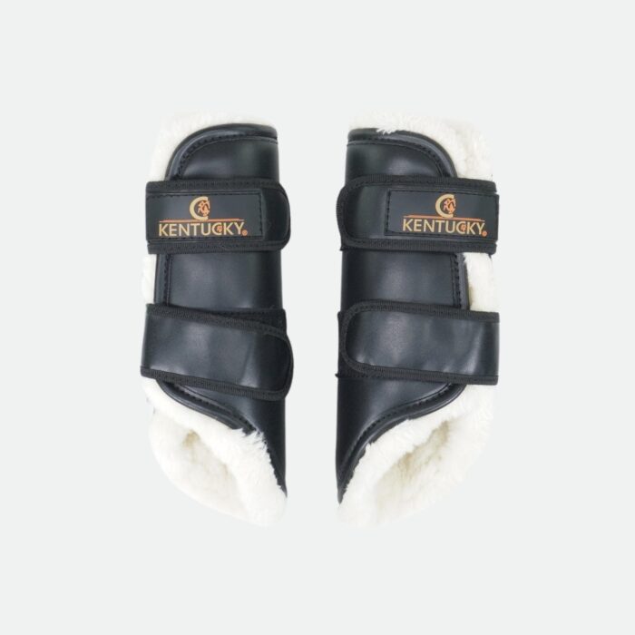Kentucky Horsewear - Guêtres Fermées Cuir Sheepskin Postérieurs Noir – Image 1