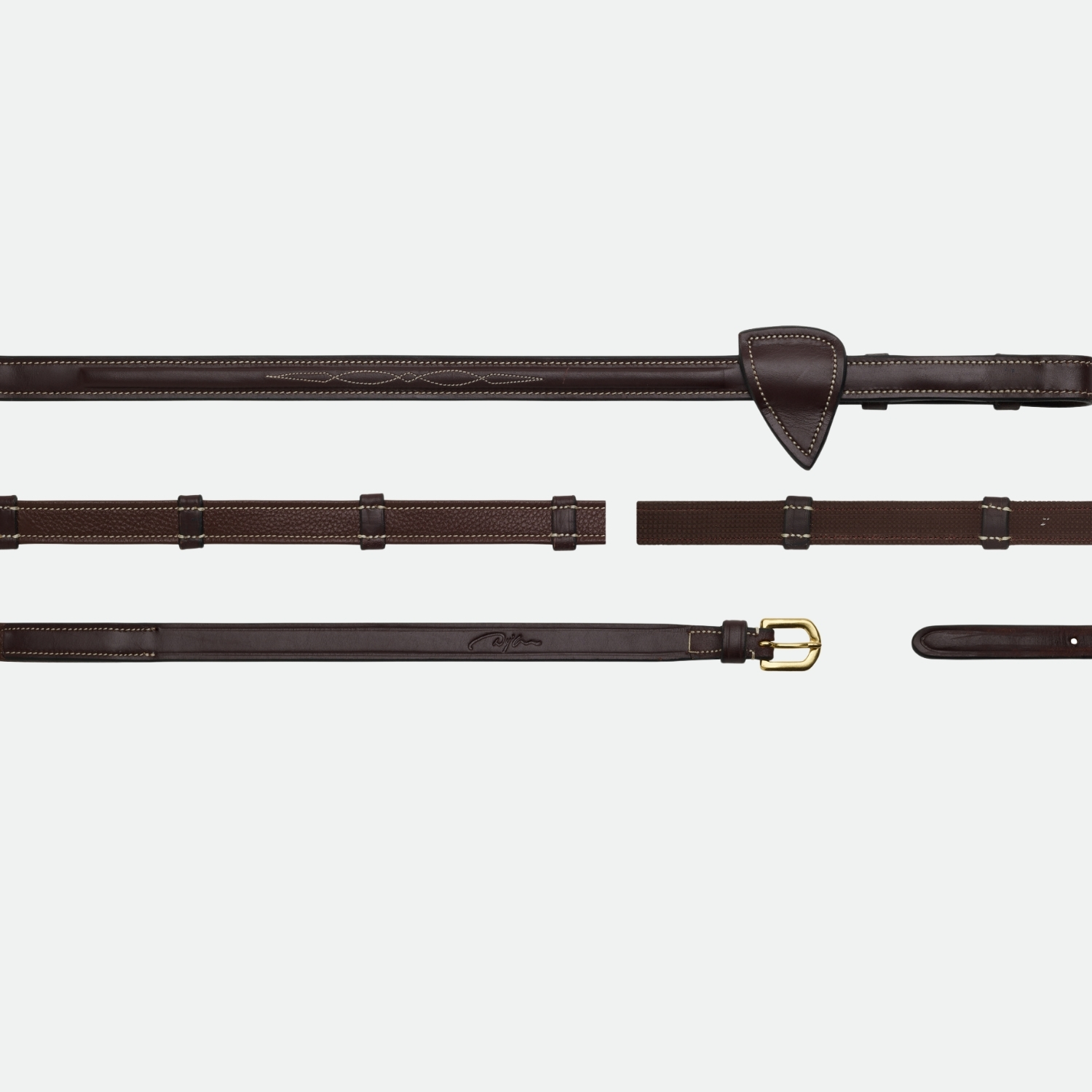 DyOn-Renes-Hunter-5-8-Avec-7-Arretoirs-D-Collection-Marron-cheval-occasion-1-ART0002432 Dy'On - Rênes Hunter 5 / 8 Avec 7 Arretoirs D Collection Marron – Image 1