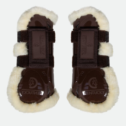 Kentucky Horsewear - Guêtres Ouvertes Velcro Sheepskin Vegan Marron