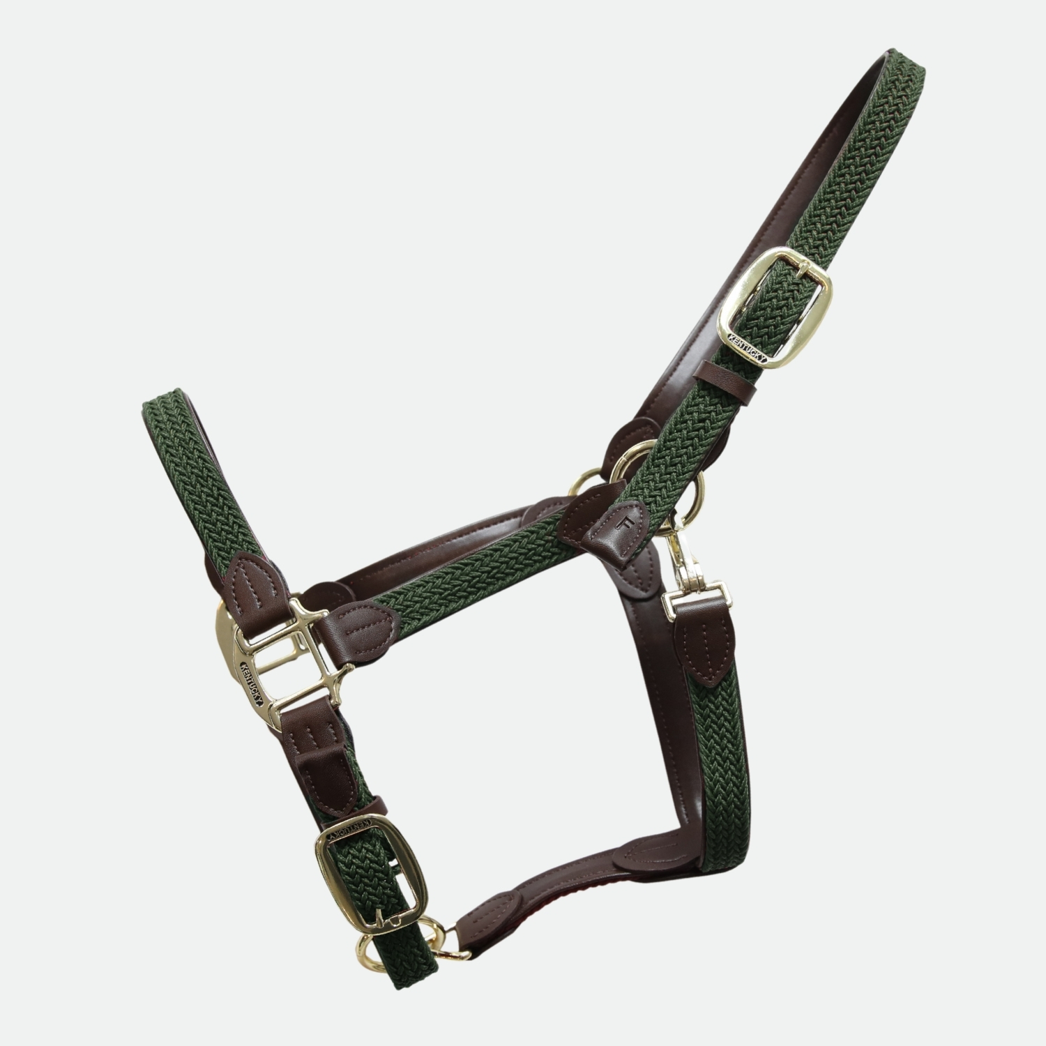 Kentucky-Horsewear-Licols-En-Nylon-Tresse-Vert-Olive-cheval-occasion-1-ART0000354 Kentucky Horsewear - Licols En Nylon Tressé Vert Olive – Image 1