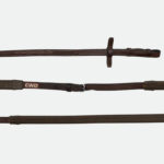 Cwd Sellier - Rênes Caoutchouc 1 / 2 Rondes Surpiquées Large Châtaigne – Image 2