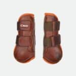 Cwd Sellier - Guêtres Ouvertes Velcro Néoprène Sport Color Châtaigne / Orange