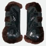 Kentucky Horsewear - Guêtres Ouvertes Bamboo Élastique Sheepskin Noir / Marron